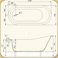 Magliezza Чугунная ванна Gracia Red 170x76 (ножки бронза) – фотография-2